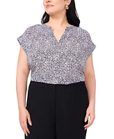 Vince Camuto Plus Size Split-Neck Cap-Sleeve Top