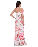 Eliza J Women's Printed Asymmetric Off-The-Shoulder Gown