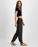 Kingston Grey Juniors' Smocked-Waist Joggers Pants