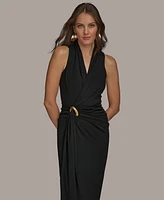 Donna Karan New York Women's Draped Faux-Wrap Gown