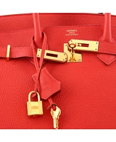 Pre-Owned HERMES Birkin 35 Handbag Red Togo with Gold Hardware