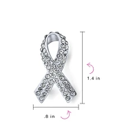 Bling Jewelry Cancer Awareness Brooche Pin - Silver Blue Pink Crystal Enamel Support Symbol