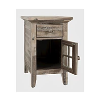 Rustic Shores Distressed Acacia Usb Charging Chairside End Table