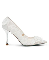 Betsey Johnson Women's Aimey Floral Applique Mesh Pumps