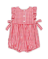 Garb Girls Baby Boys and Girls Scarlet Ohio State Buckeyes Constance Gingham Romper