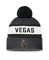 Fanatics Men's Charcoal Vegas Golden Knights Fundamental Wordmark Cuffed Knit Hat with Pom