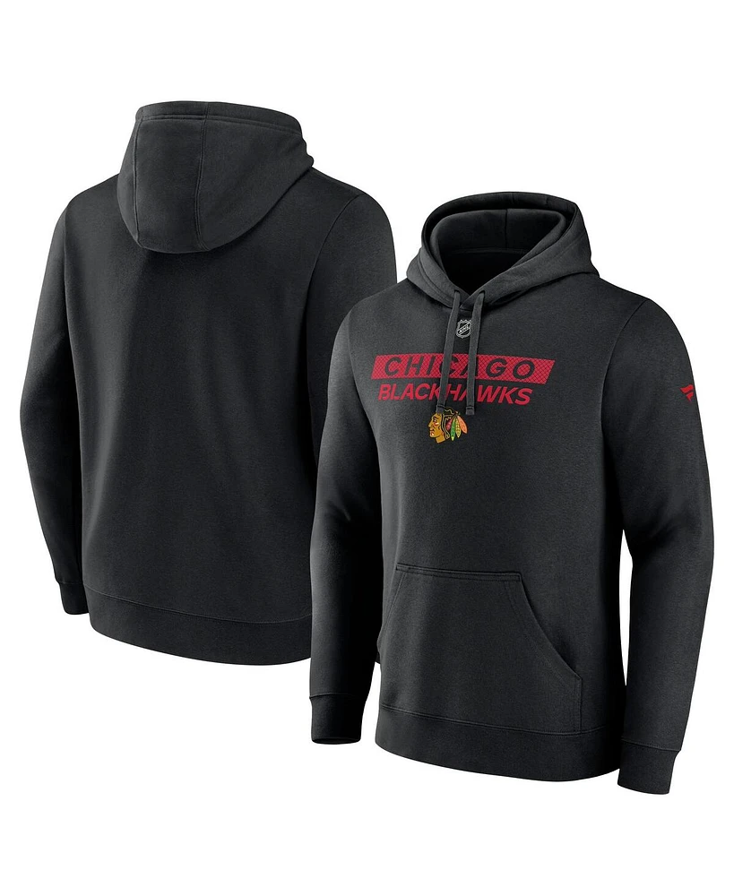 Fanatics Men's Black Chicago Blackhawks Authentic Pro Core Primary Fleece Pullover Hoodie