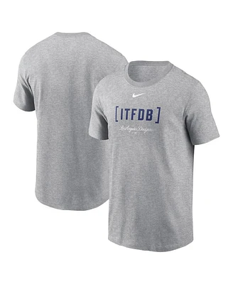 Nike Men's Heather Gray Los Angeles Dodgers Bracket Team Phrase T-Shirt