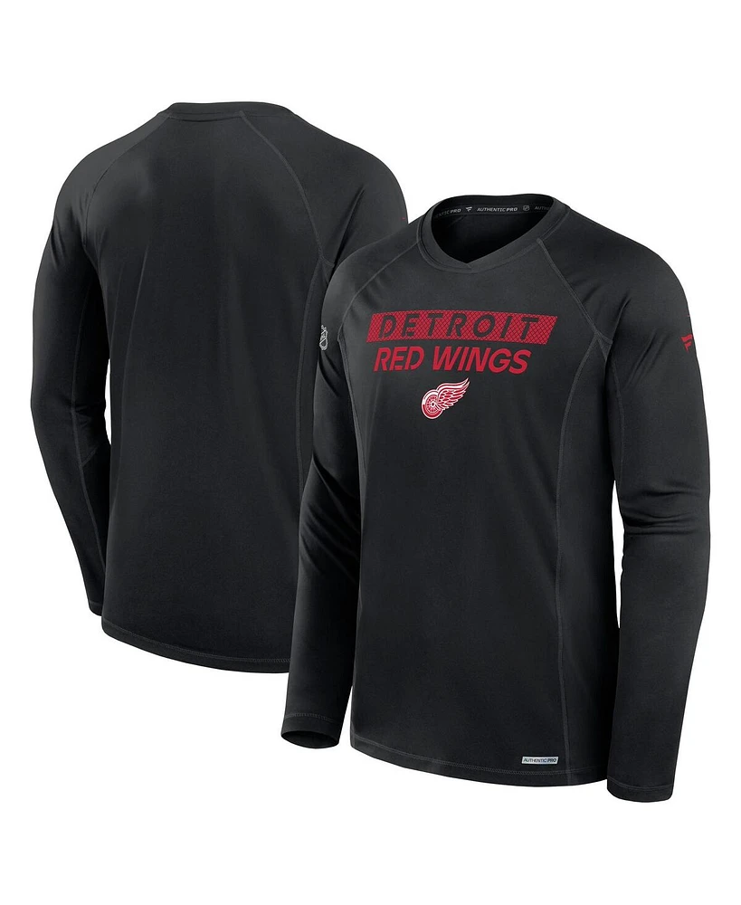 Fanatics Men's Black Detroit Red Wings Authentic Pro Rink Tech Long Sleeve T-Shirt