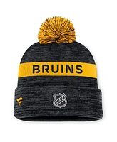 Fanatics Men's Black/Gold Boston Bruins Authentic Pro Rink Cuffed Knit Hat with Pom