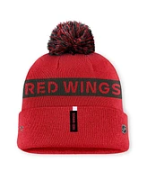 Fanatics Women's Red/Black Detroit Red Wings Authentic Pro Rink Cuffed Knit Hat with Pom