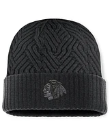 Fanatics Men's Black Chicago Blackhawks Authentic Pro Road Cuffed Knit Hat