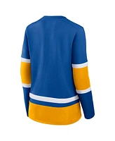 Fanatics Women's Blue St. Louis Blues Prime Time Lace-Up Long Sleeve T-Shirt