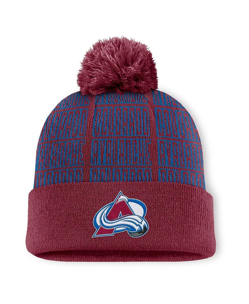 Fanatics Men's Burgundy Colorado Avalanche Fundamental Empty Net Cuffed Knit Hat with Pom