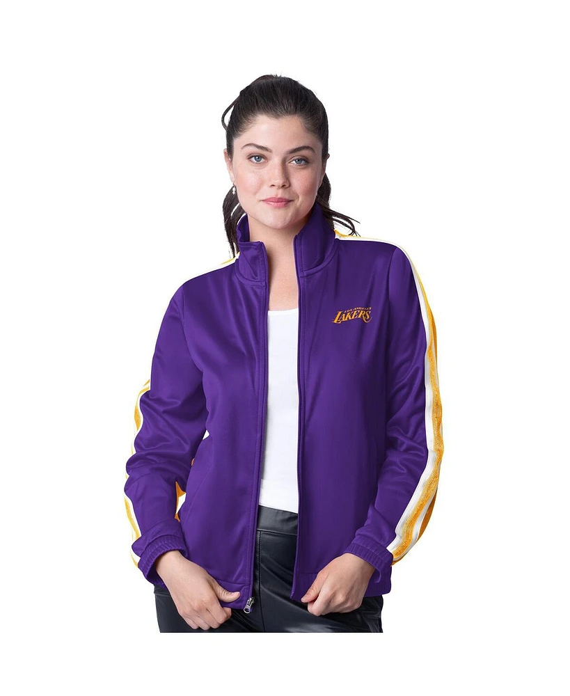 G-iii 4Her by Carl Banks Women's Purple/Gold Los Angeles Lakers Rebel Sequin Bling Full-Zip Track Jacket