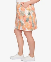 Hearts Of Palm Plus Size Spring Forward Printed Tech Stretch Pull On Skort
