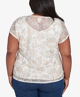 Hearts Of Palm Plus Spring Forward Short Sleeve Textured Top