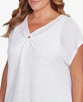 Hearts Of Palm Plus Size Making Waves Textured Short Sleeve Top