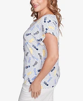 Hearts Of Palm Plus Making Waves Flip Flop Print Top