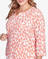 Hearts Of Palm Plus Printed Essentials V-Neck Top