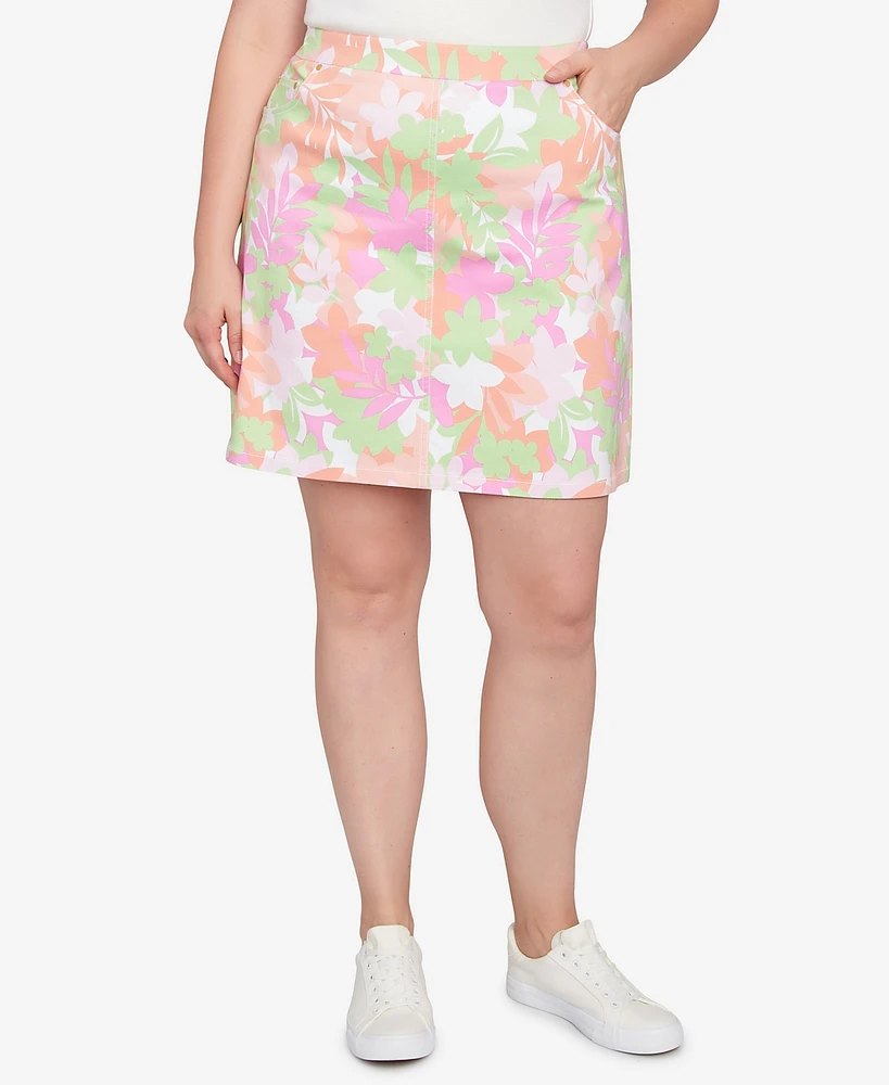 Hearts Of Palm Plus Printed Tech Stretch Pull On Skort