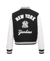 Pro Standard Women's Black New York Yankees Rib Wool Full-Zip Varsity Jacket