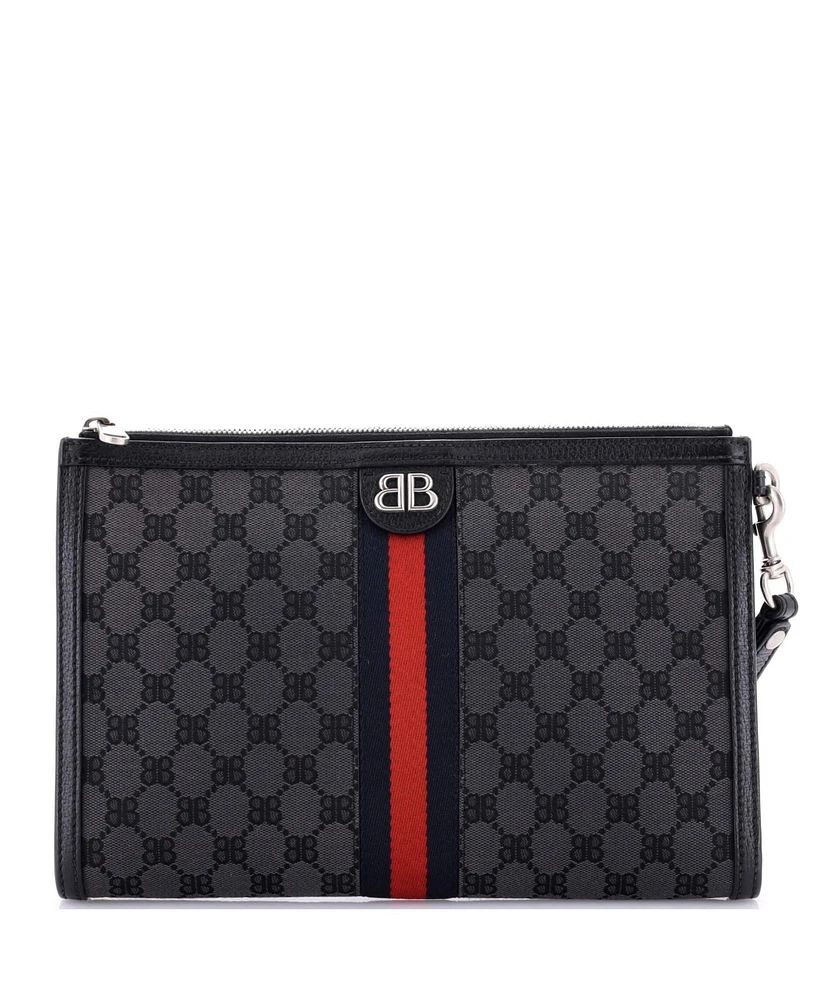 Pre-Owned Balenciaga x Gucci The Hacker Project Web Wristlet Clutch Bb Canvas