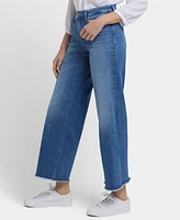 Nydj Women's Teresa Wide Leg Ankle Frayed Hems Jeans