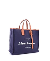 Pre-Owned Salvatore Ferragamo Large 1927 Shopping Tote Canvas with Leather