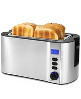 Elite Cuisine 4-Slice Digital, Stainless Steel Long-Slot Toaster