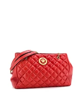 Pre-Owned Versace Medusa Icon Open Chain Tote Quilted Leather