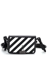 Pre-Owned Off White Mini Binder Clip Flap Bag Striped Leather