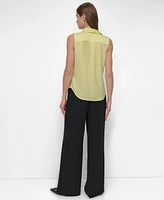 Dkny Women's Sleeveless Button-Front Collared Blouse