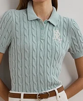 Lauren Ralph Petite Cable-Knit Cotton Polo Sweater