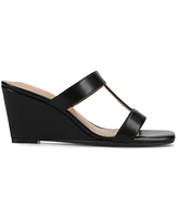 Journee Collection Women's Clodie T Strap Dress Wedge Sandals