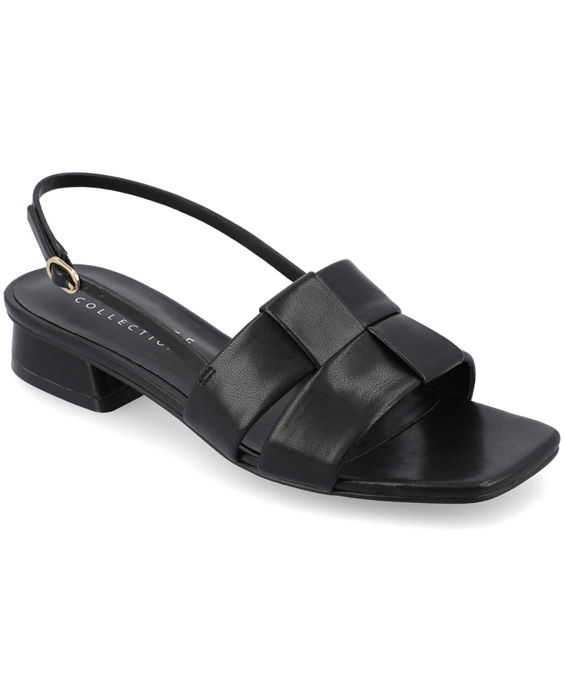 Journee Collection Women's Tabatha Block Heel Slingback Flat Sandals