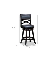 24" Counter Height Swivel Bar Stool with X-Back and Leather Upholstered Seat(1PK)-The Pop Home