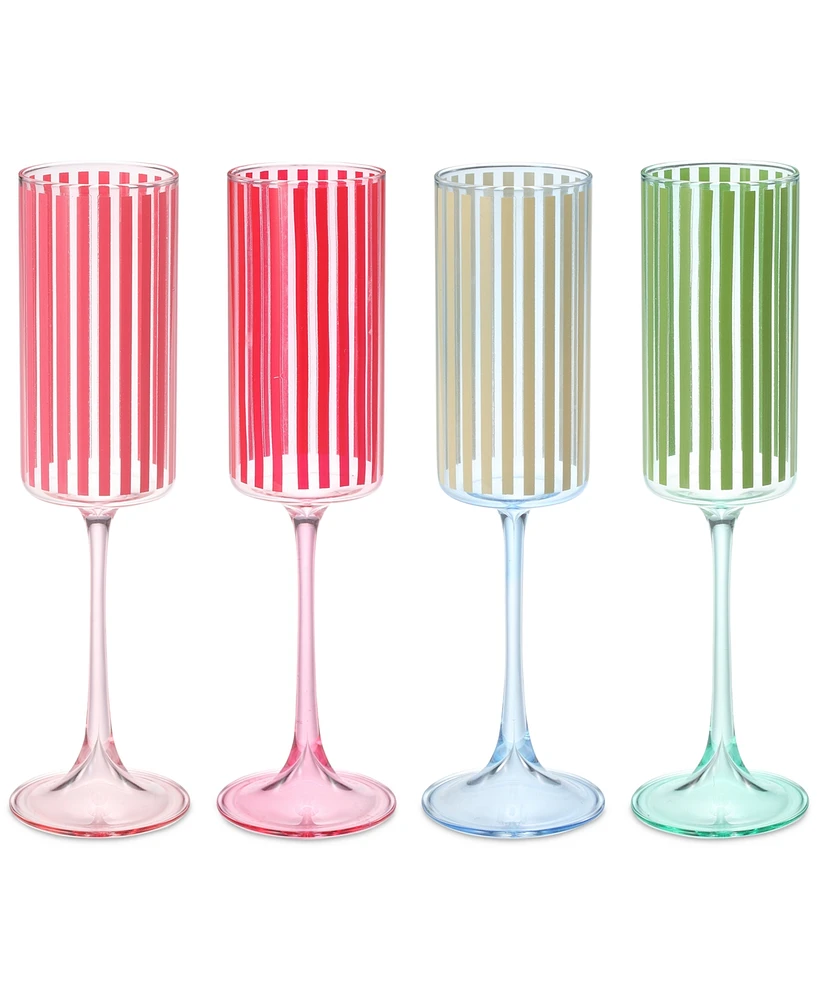 Macy's Flower Show 4-Pc. Striped Champagne Flutes, Exclusively at Macy's