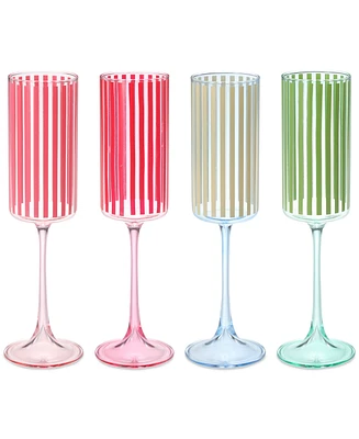 Macy's Flower Show 4-Pc. Striped Champagne Flutes, Exclusively at Macy's