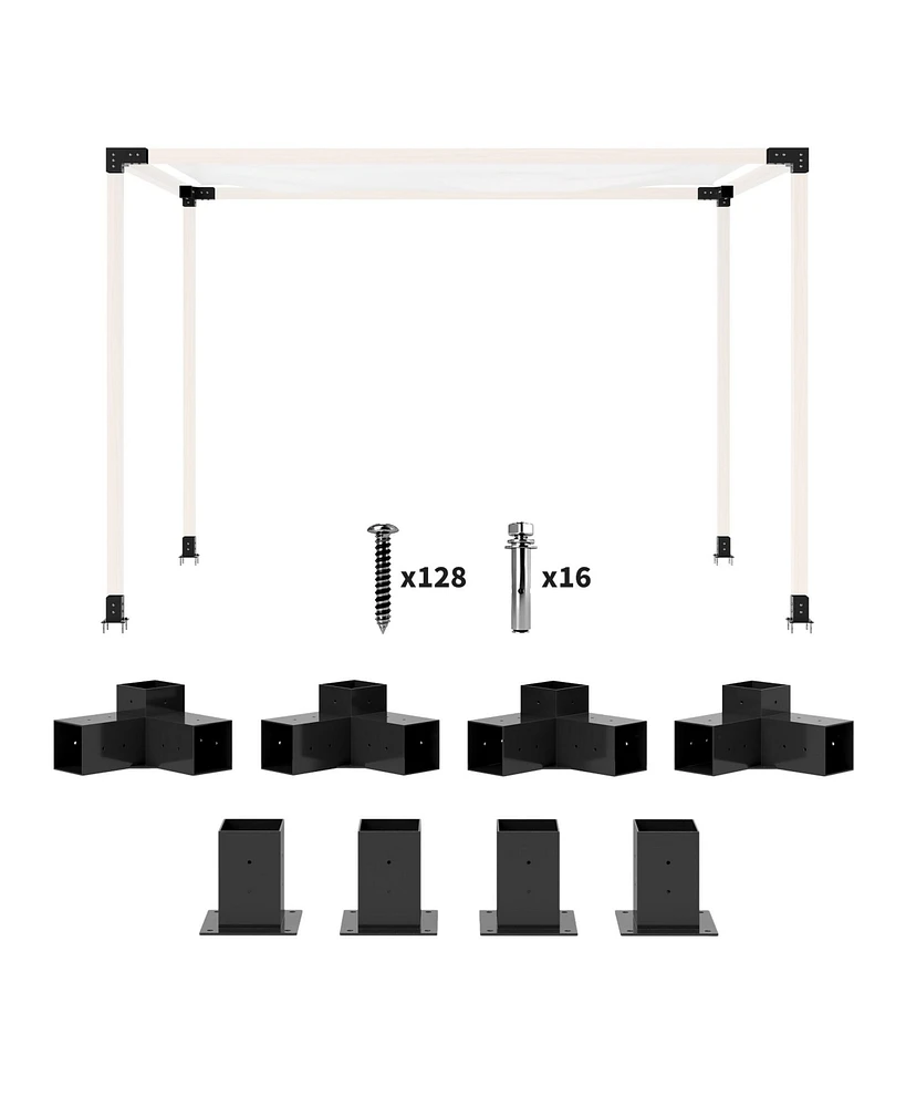 Outsunny 8PCS Pergola Kit Brackets for 4"x4" (Actual 3.6"x3.6") Lumber