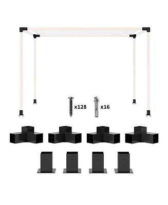 Outsunny 8PCS Pergola Kit Brackets for 4"x4" (Actual 3.6"x3.6") Lumber