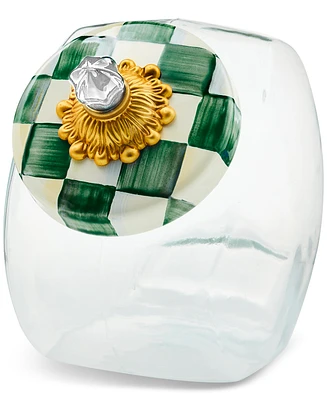 Mackenzie-Childs Cookie Jar with Emerald Check Lid