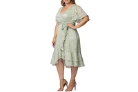 Kiyonna Plus Palermo Lace Faux Wrap Cocktail Dress