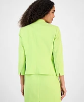 Kasper Women's Collarless Open-Front 3/4-Sleeve Jacket