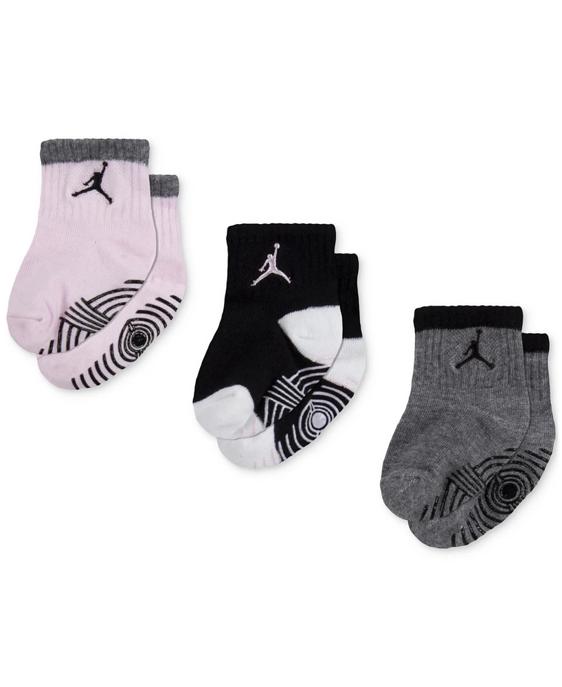 Jordan Baby Girls Gripper Ankle Socks, Pack of 3