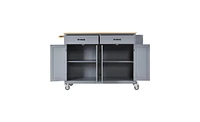 Kitchen Island Cart with 4-Door Cabinet and Ample Storage Space for Organization