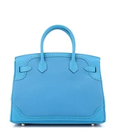 Pre-Owned HERMES Birkin 30 Handbag Blue Togo and Swift with Palladium Hardware