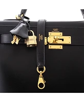 Pre-Owned HERMES Kelly Handbag Black Box Calf with Gold Hardware