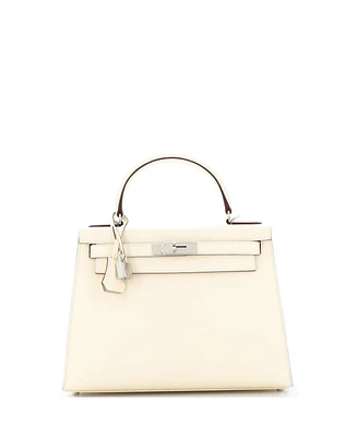 Pre-Owned HERMES Kelly 28 Handbag Light Epsom with Palladium Hardware