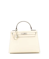 Pre-Owned HERMES Kelly 28 Handbag Light Epsom with Palladium Hardware